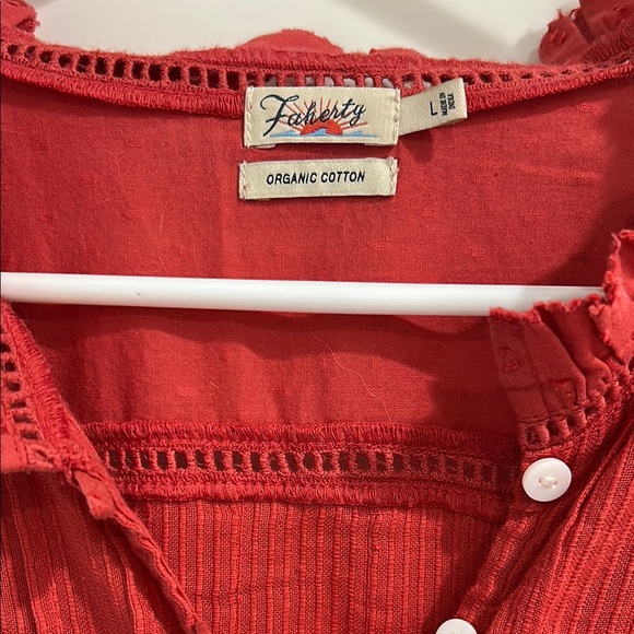 faherty rust Orange Button Down Blouse with Mandarin Collar - Picture 4 of 6